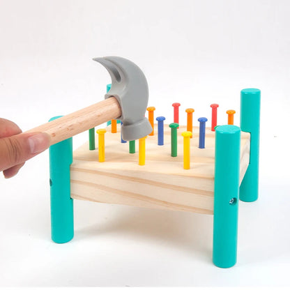 Rundes Holz-Steckbrett für Kinder – Lernen, Hämmern & Staunen