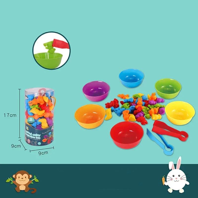 Montessori Regenbogen Tiere – Sortieren, Zählen & Lernen