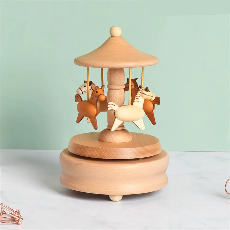 Holz Karussell Spieluhr – Magische Musik & Rotierendes Design