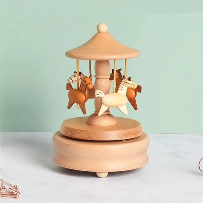 Holz Karussell Spieluhr – Magische Musik & Rotierendes Design