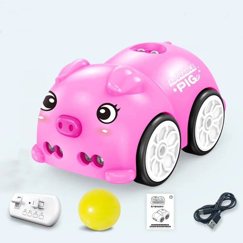 Schlau RC Auto mit Musik & Handsteuerung für Kinder Rosa Ferkel