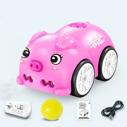 Schlau RC Auto mit Musik & Handsteuerung für Kinder Rosa Ferkel
