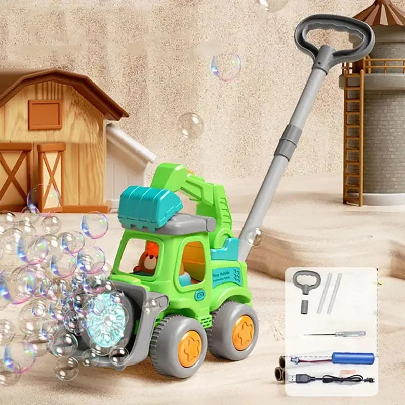 Magische Bubble-Maschine für Kinder mit Licht & Schiebestange Grün