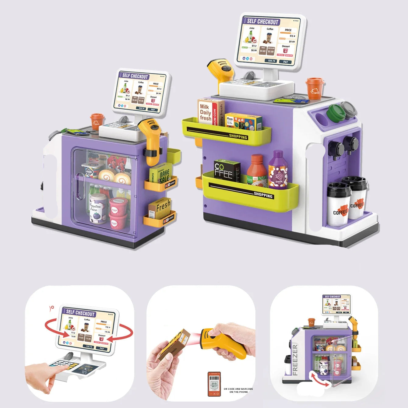 Mini Supermarkt & Kaffeemaschine Spielset – Realistisches Kauferlebnis für Kinder