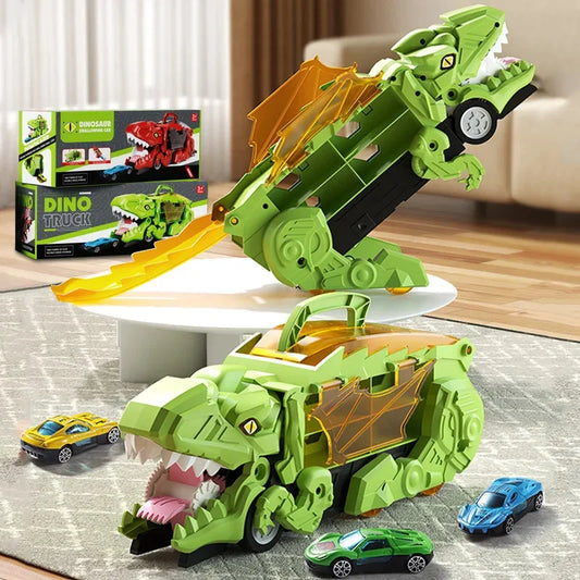 T-Rex Truck mit Rennbahn – Dinosaurier & Autos in Einem!