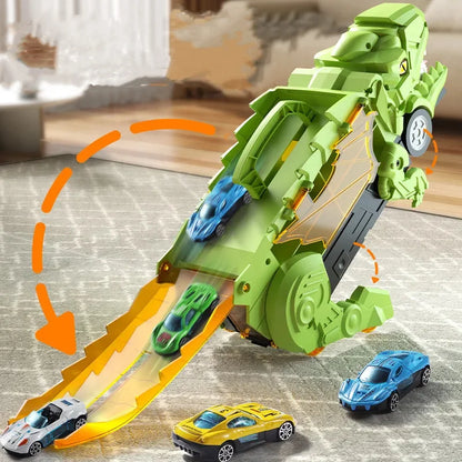 T-Rex Truck mit Rennbahn – Dinosaurier & Autos in Einem!