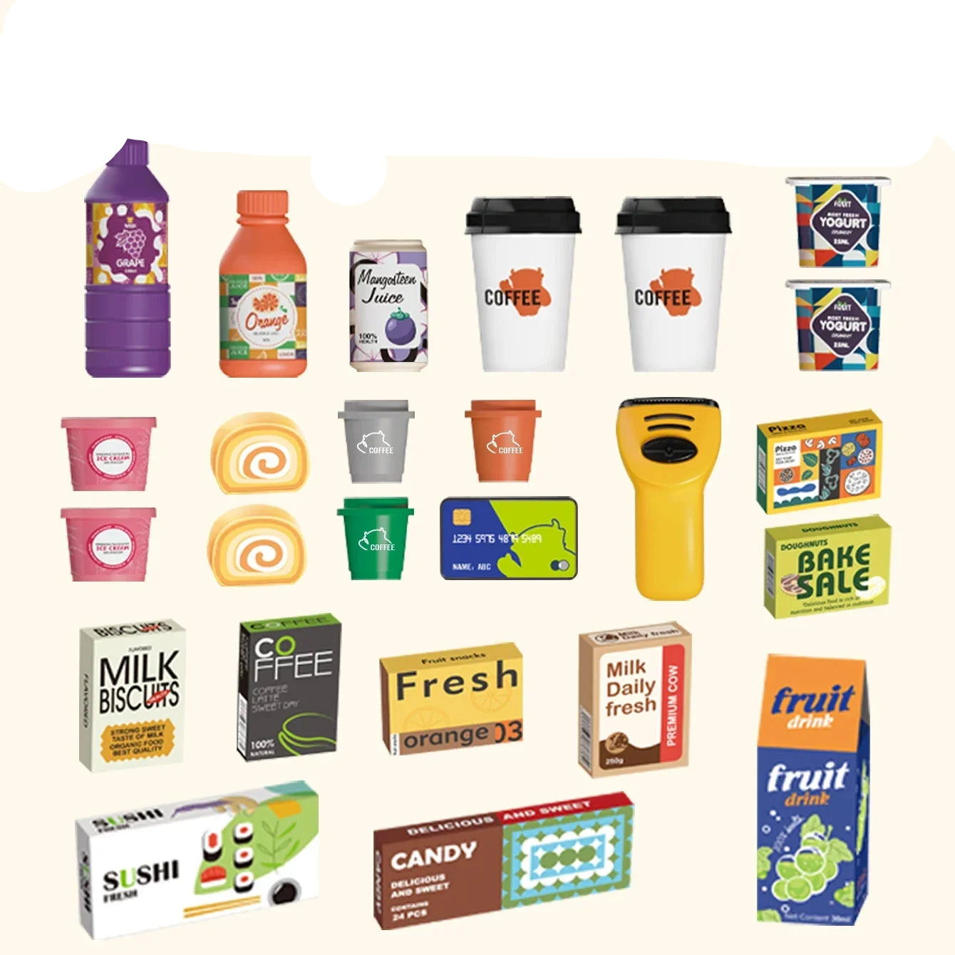 Mini Supermarkt & Kaffeemaschine Spielset – Realistisches Kauferlebnis für Kinder