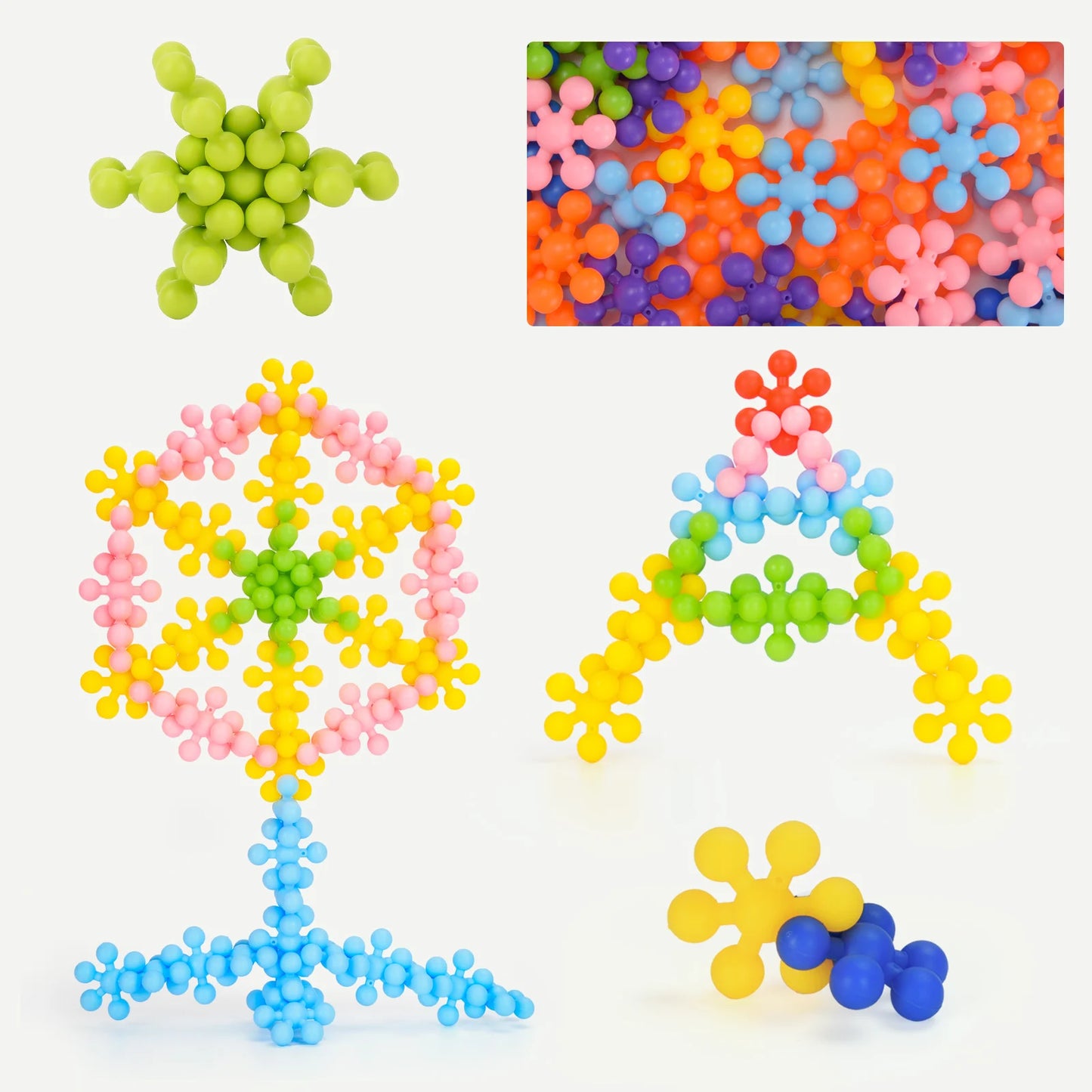 3D-Schneeflocken-Bausatz – Drehbare Kreativbausteine für Kinder