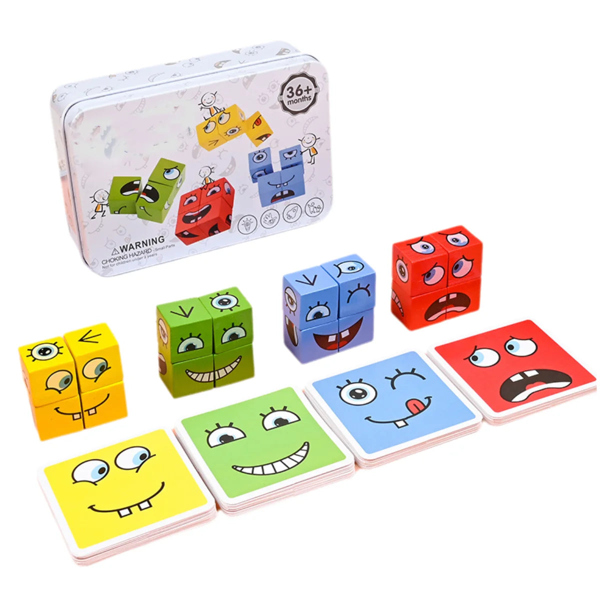 Montessori Mimik Würfel – Lustiges Holz-Gesichtsspiel