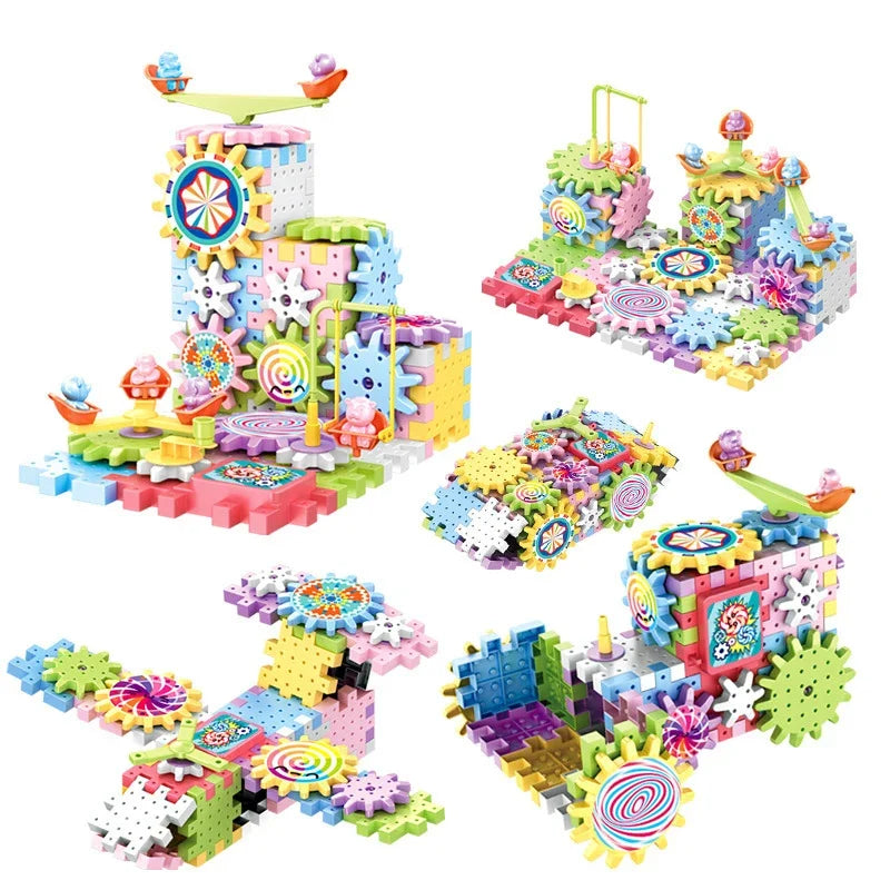 Bunte Zahnräder & Bausteine – Kreatives Lernspiel für Kinder