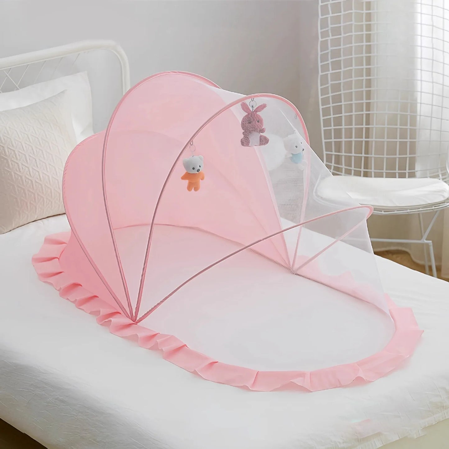 Faltbares Baby Moskitonetz – Vollschutz für Bett & Im Freien Rosa