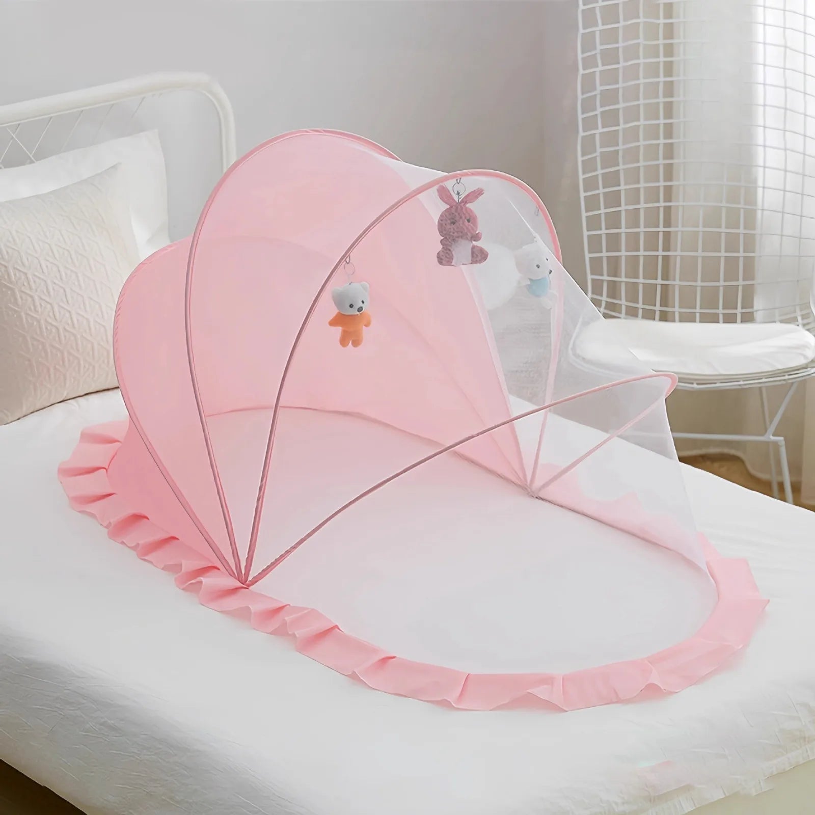 Faltbares Baby Moskitonetz – Vollschutz für Bett & Im Freien Rosa