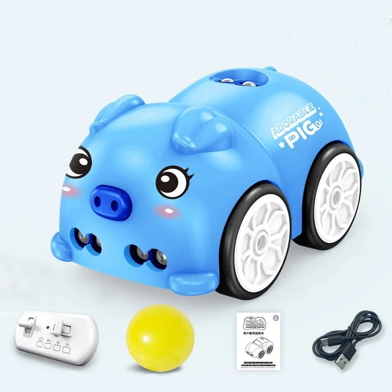 Schlau RC Auto mit Musik & Handsteuerung für Kinder Blaues Ferkel