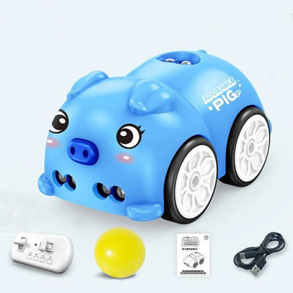 Schlau RC Auto mit Musik & Handsteuerung für Kinder Blaues Ferkel