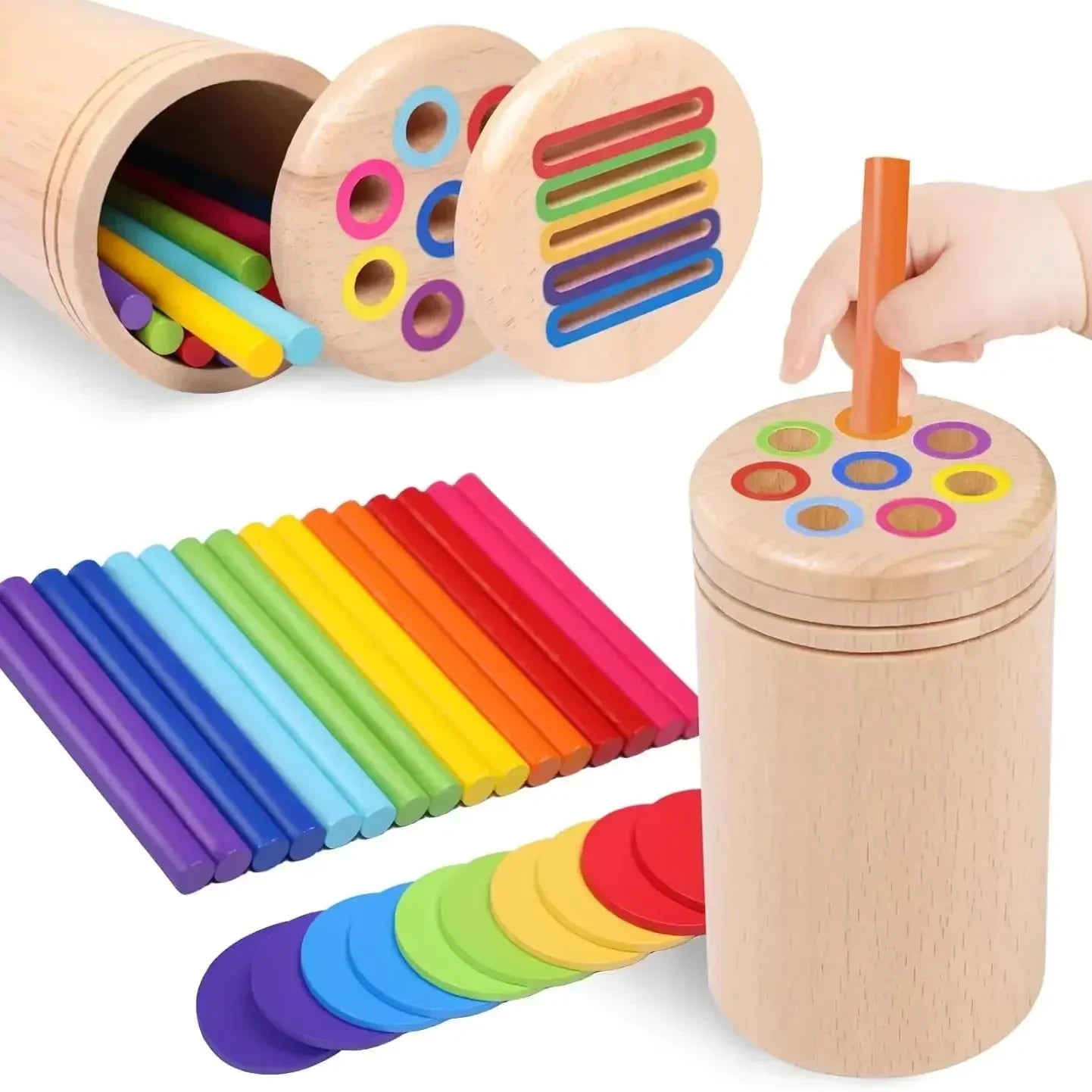 Holz Montessori Sortierspiel – Farben & Formen lernen