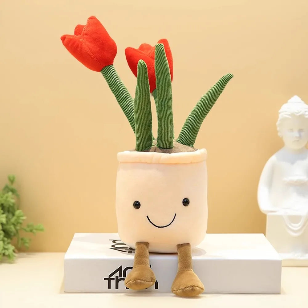 Kuschelige Tulpen-Plüschpflanze – fröhliche Deko fürs Kinderzimmer Weiß