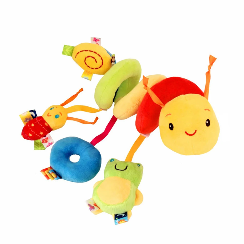 Beruhigendes Label Bettspielzeug – buntes Kuschelkissen fürs Baby