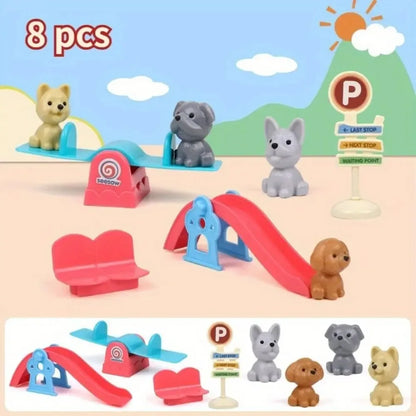 Spielzeug Haustierhaus für Kinder – Rollenspiel mit Hund & Katze 8 Stück
