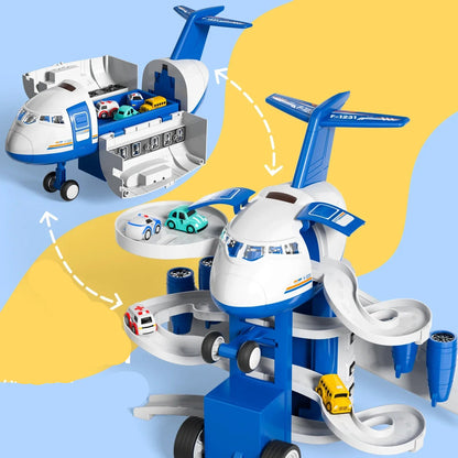 Großes Flugzeug Parkhaus mit Autos & Musik – Geschenk für Kids