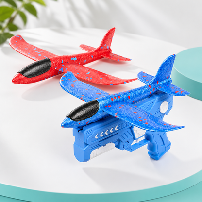 Schaumflugzeug Spielzeug mit Launcher für Kinder Blau