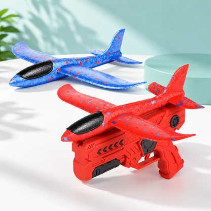 Schaumflugzeug Spielzeug mit Launcher für Kinder Rot