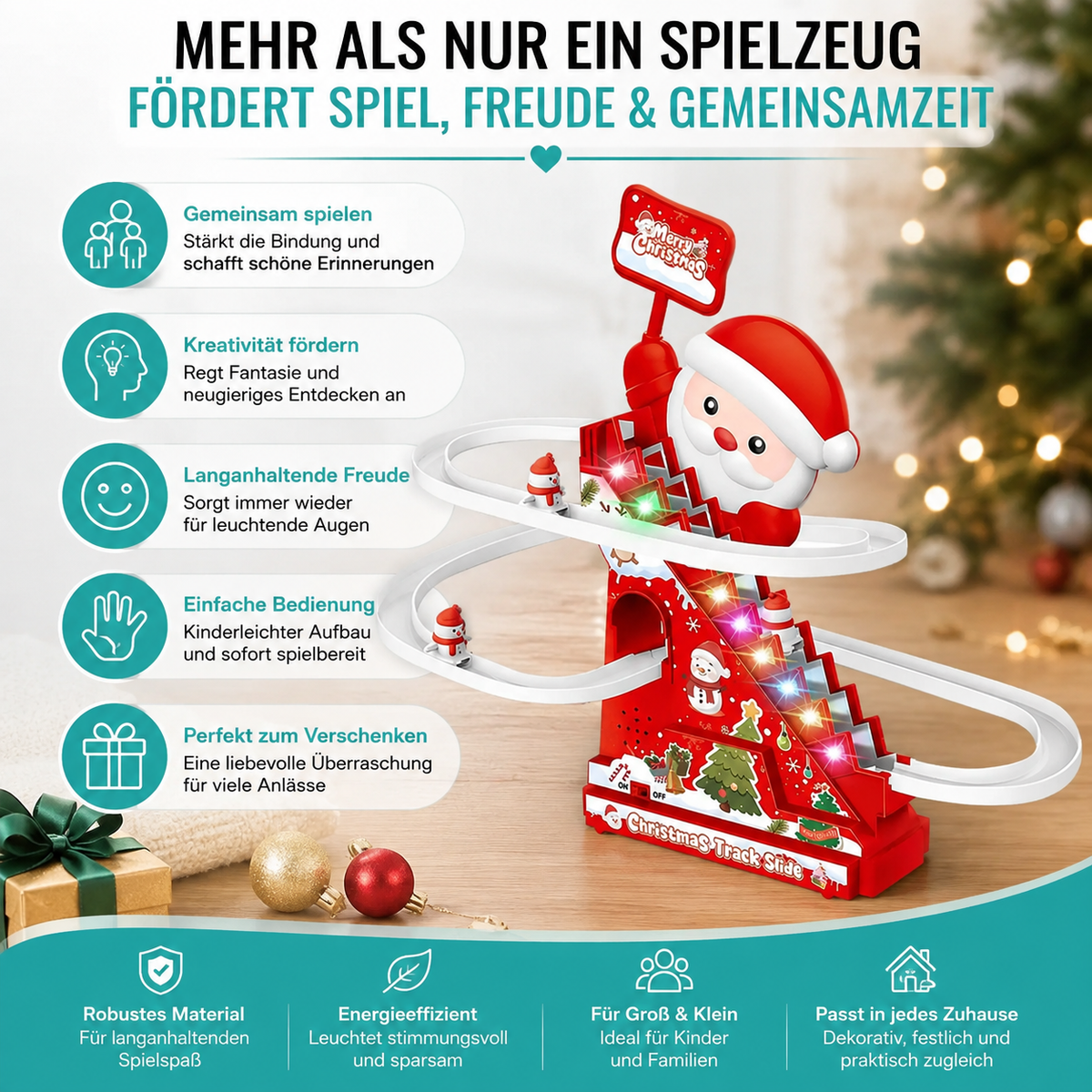 Schneemann-Achterbahn mit Licht & Musik – Weihnachtsspielzeug für Kinder