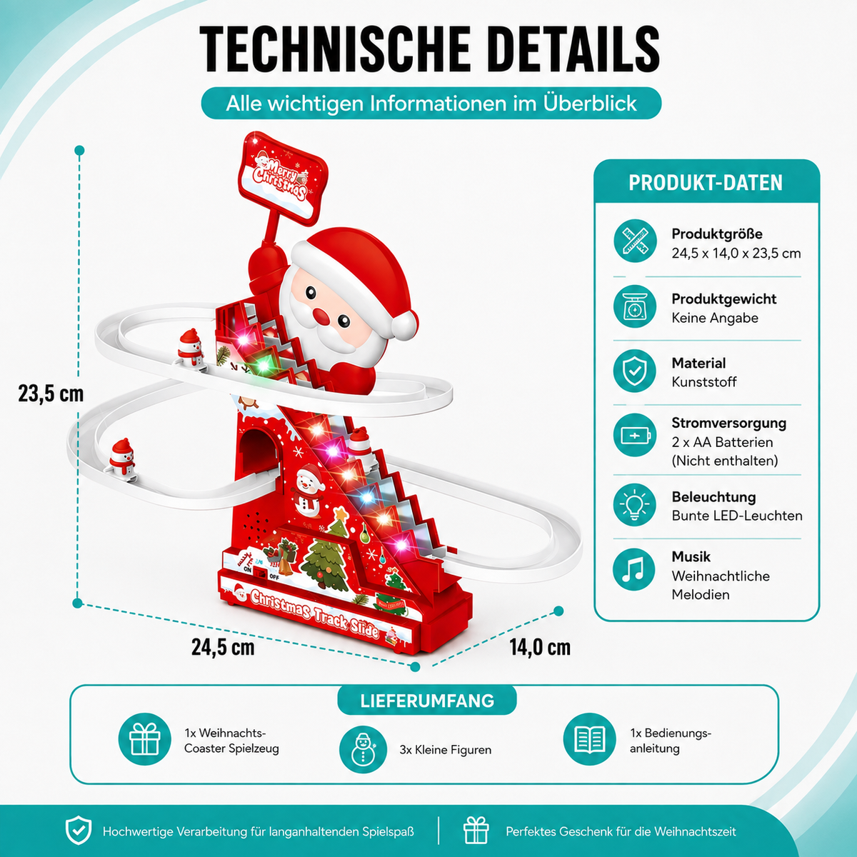 Schneemann-Achterbahn mit Licht & Musik – Weihnachtsspielzeug für Kinder