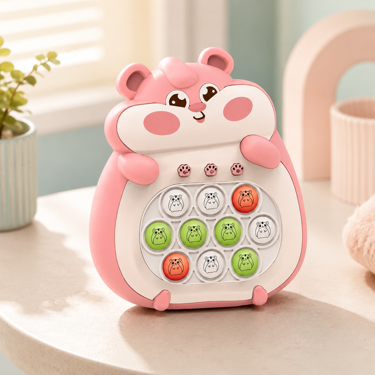 Schnell Drücken Spiel Konsole – 999 Ebene Gehirntraining & Stressabbau Rosa Hamster