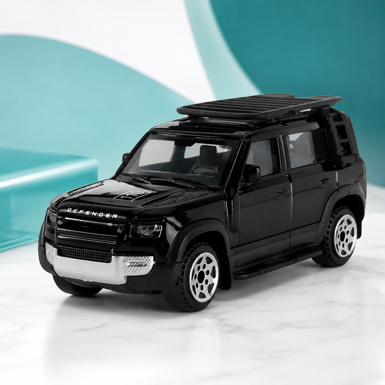 1:64 Land Rover Defender 110 – Robustes Metall-Modellauto Schwarz🖤