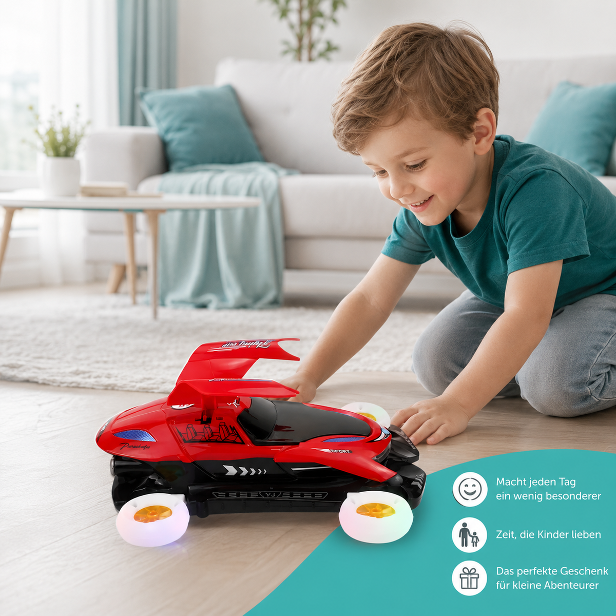 Interaktives 360° Spielzeugauto mit Licht & Musik