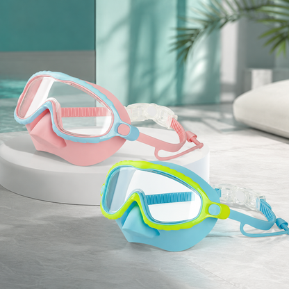 Schwimmbrille für Kinder mit Nasenabdeckung & Komfort-Silikondichtung