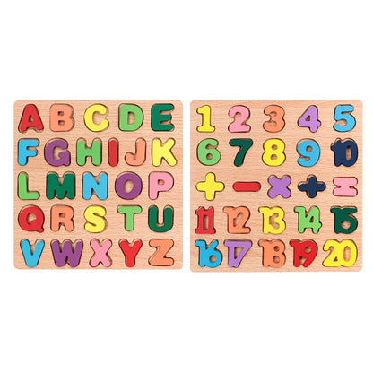 Buntes Alphabet-Holzpuzzle – Lernspiel für Kinder mit Zahlen & Formen Stil 2