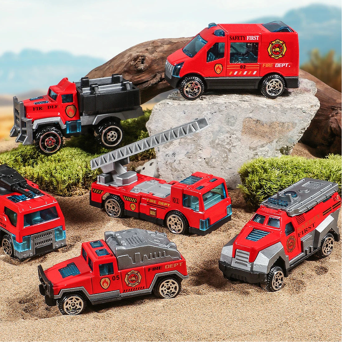 Realistische Feuerwehr Truck Spielzeug Autos – 6er Satz