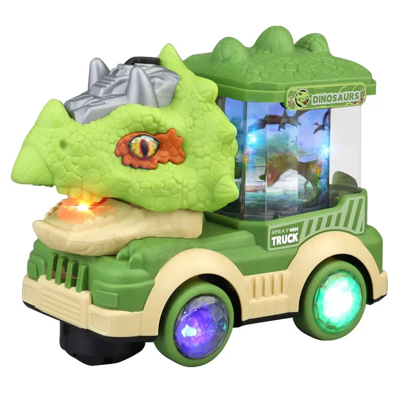 Elektrischer Dino-Truck mit Licht, Sound & Nebel Grüner Dinosaurier