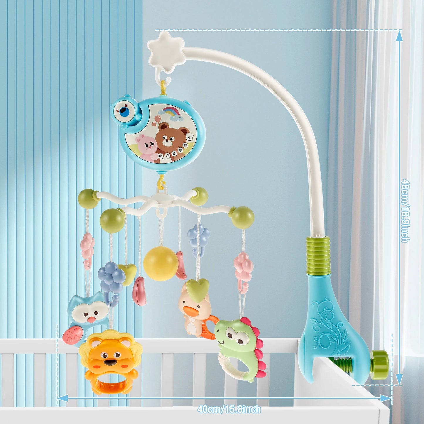 Babykrippe Musik Mobile Rassel Spielzeug, Licht & Fernbedienung