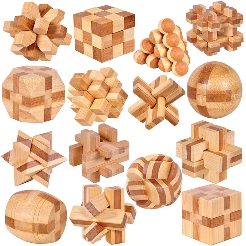 Holz IQ Puzzle – Kong Ming Denkspiel für Kinder & Erwachsene