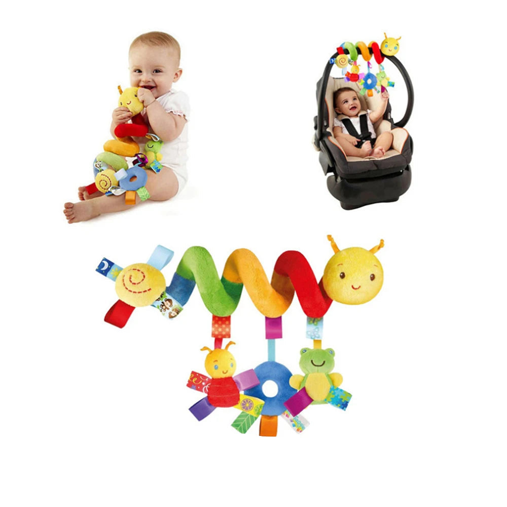 Beruhigendes Label Bettspielzeug – buntes Kuschelkissen fürs Baby