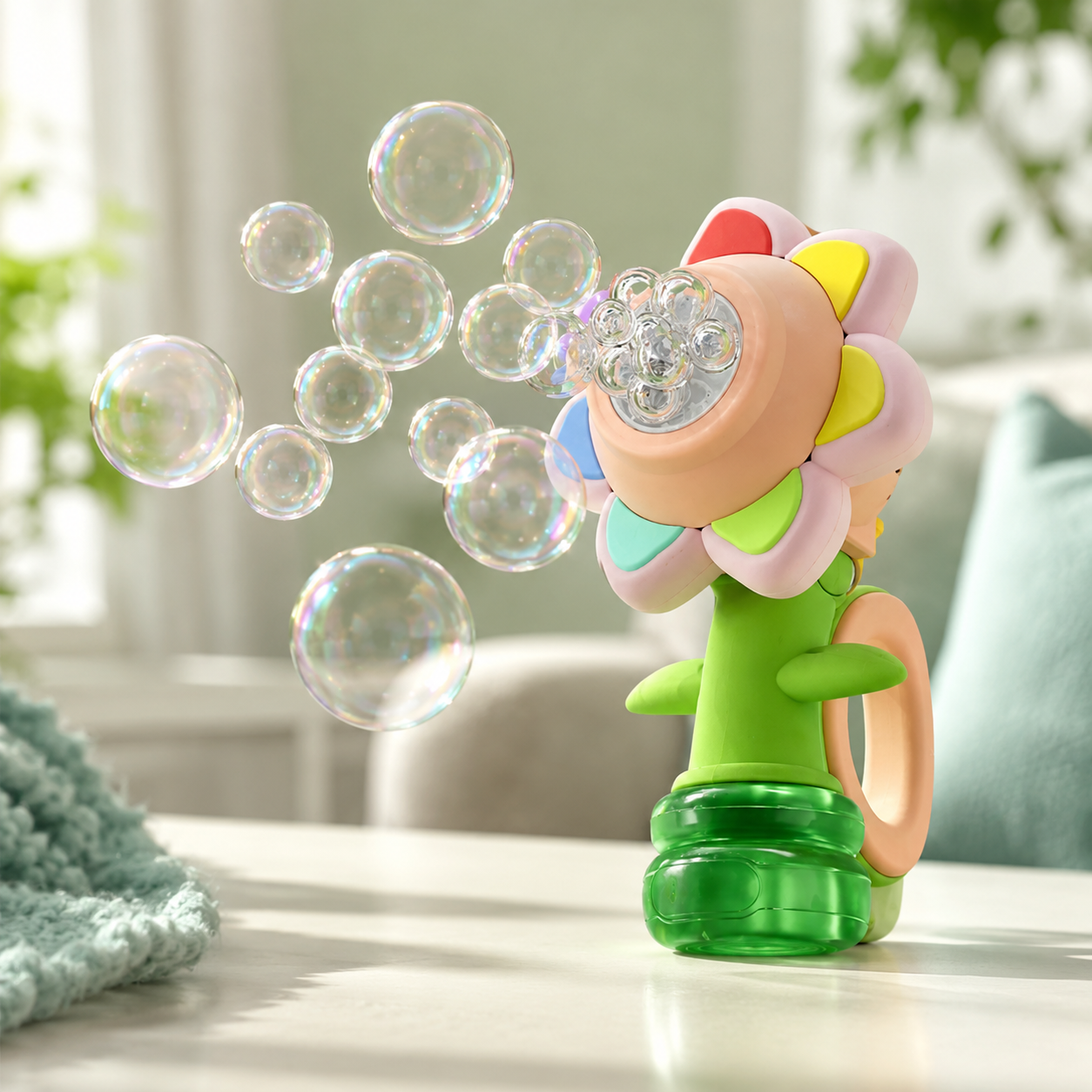 Tanzende Seifenblasen Blume Spielzeug mit Licht und Bewegung Rosa