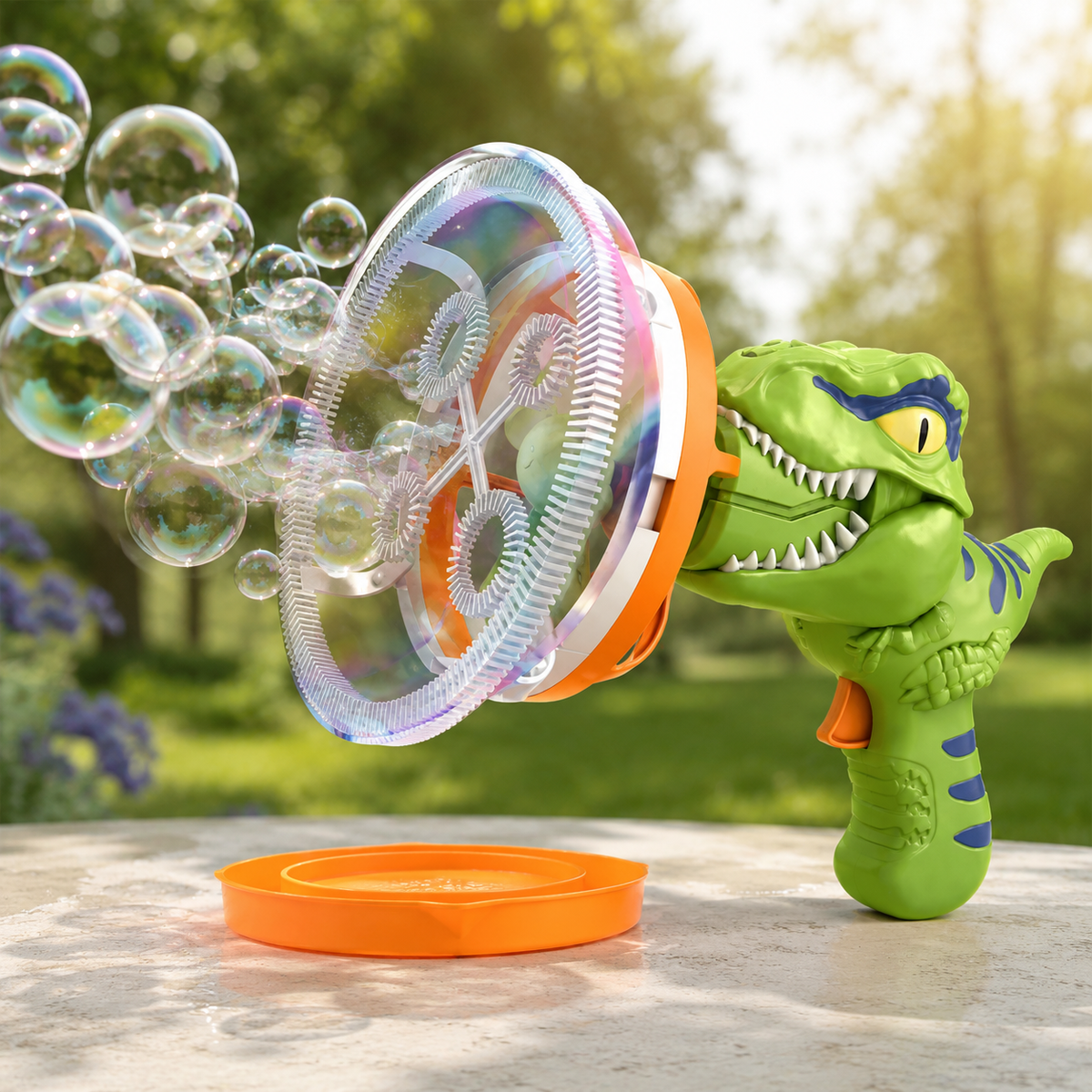 Dino Seifenblasen-Blaster für Kinder mit automatischer Blasenfunktion Grün