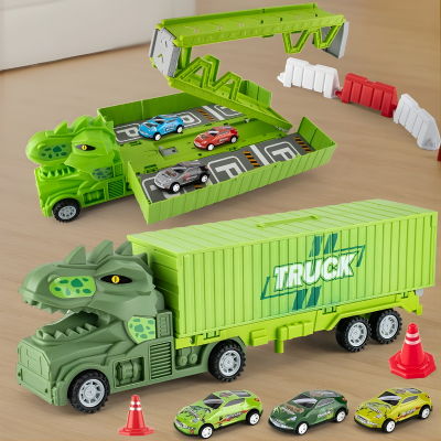 Dino Transporter Truck mit Rennautos & Garage
