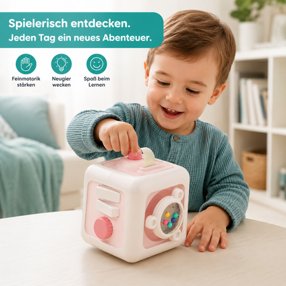Montessori-Beschäftigungswürfel für Kinder – 6 Lernspiele in einem Würfel