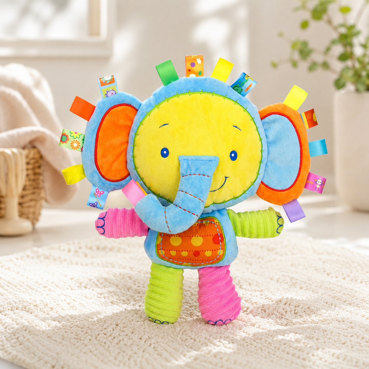 Intelligente sensorische Babytiere – weich, musikalisch und voller Freude! Blauer Elefant Puppe