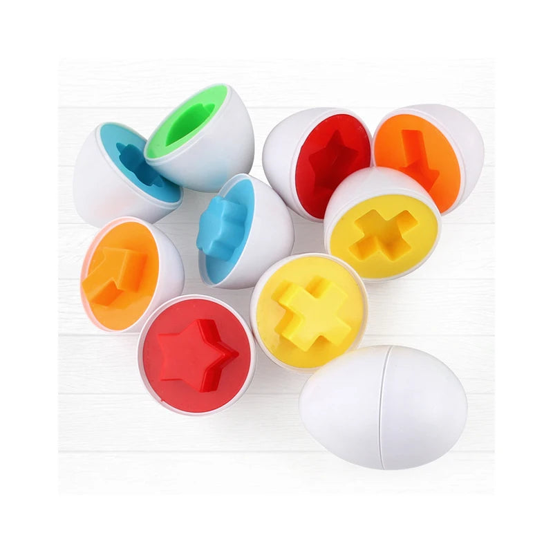 3-in-1 Stapelturm Spielzeug mit Ringen & Sortier-Eiern für Kleinkinder 6 Eier