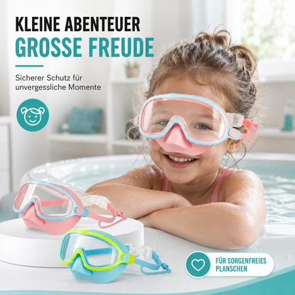 Schwimmbrille für Kinder mit Nasenabdeckung & Komfort-Silikondichtung