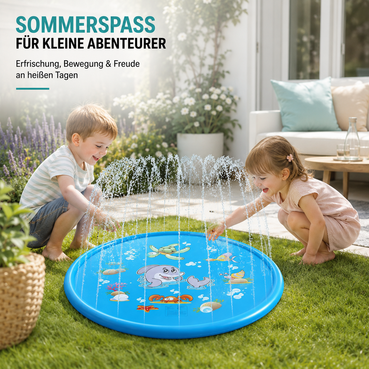 Kinder Planschmatte mit Wasser-Sprühfunktion