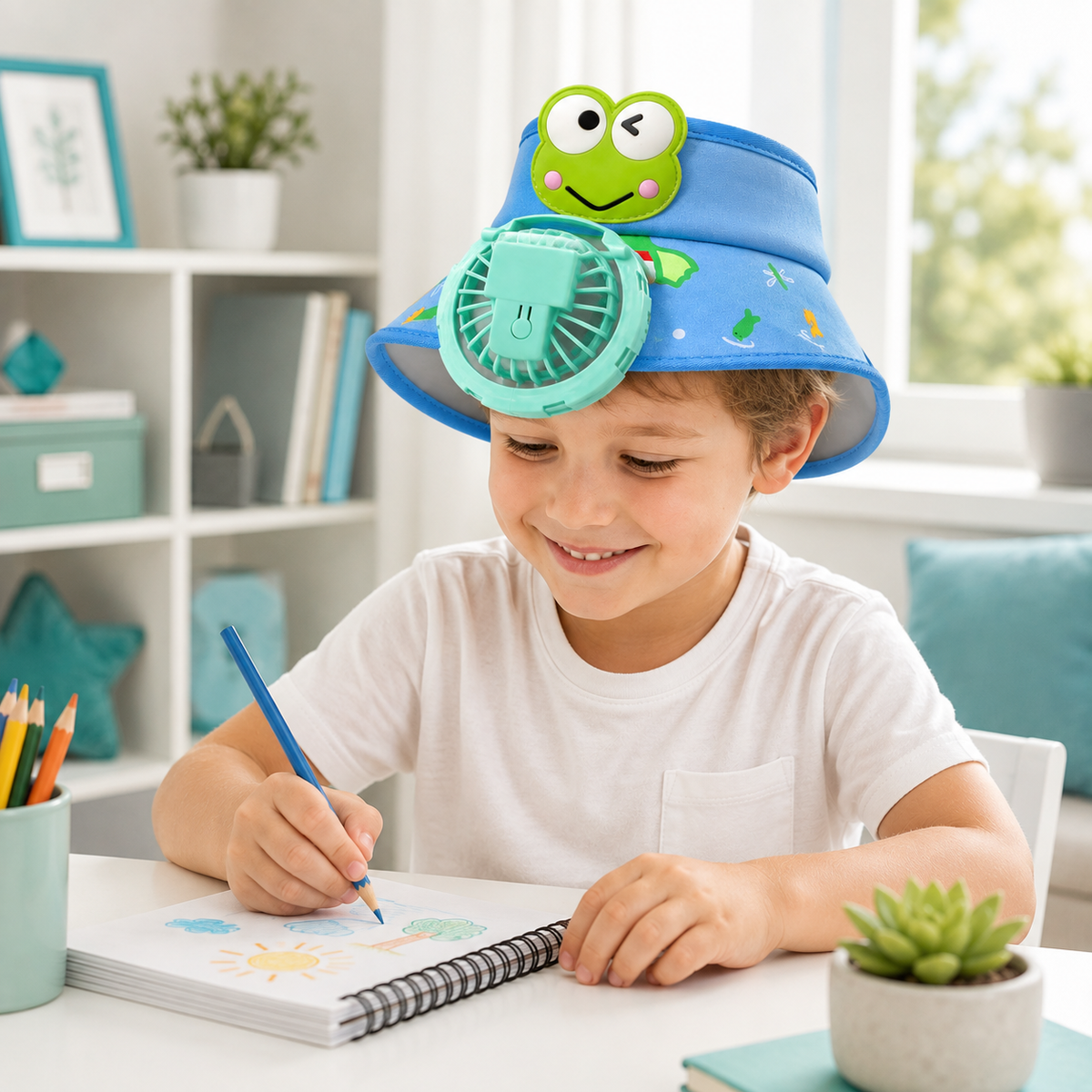 Sonnenschutz & frische Brise – USB Ventilator Cap für Kids