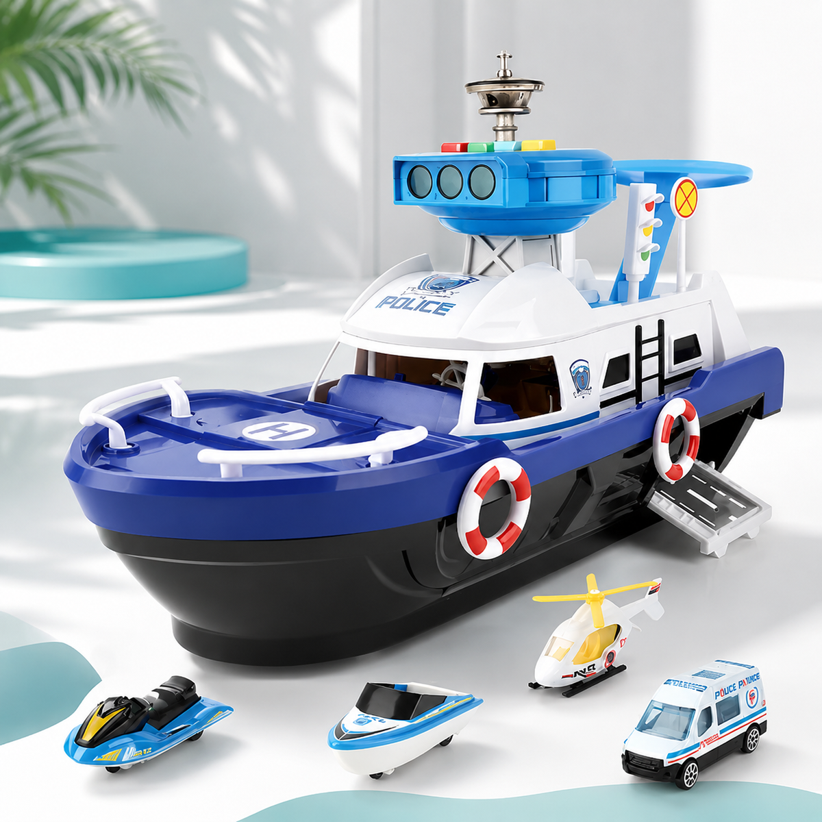 Magisches Spielboot mit Licht, Musik & Rennspaß für Kinder Blau