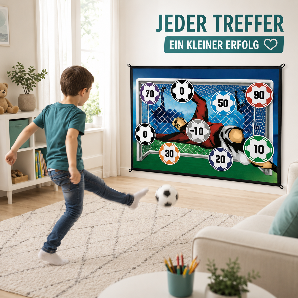 Fußball Zielmatte für Kinder – Klettball Punktespiel