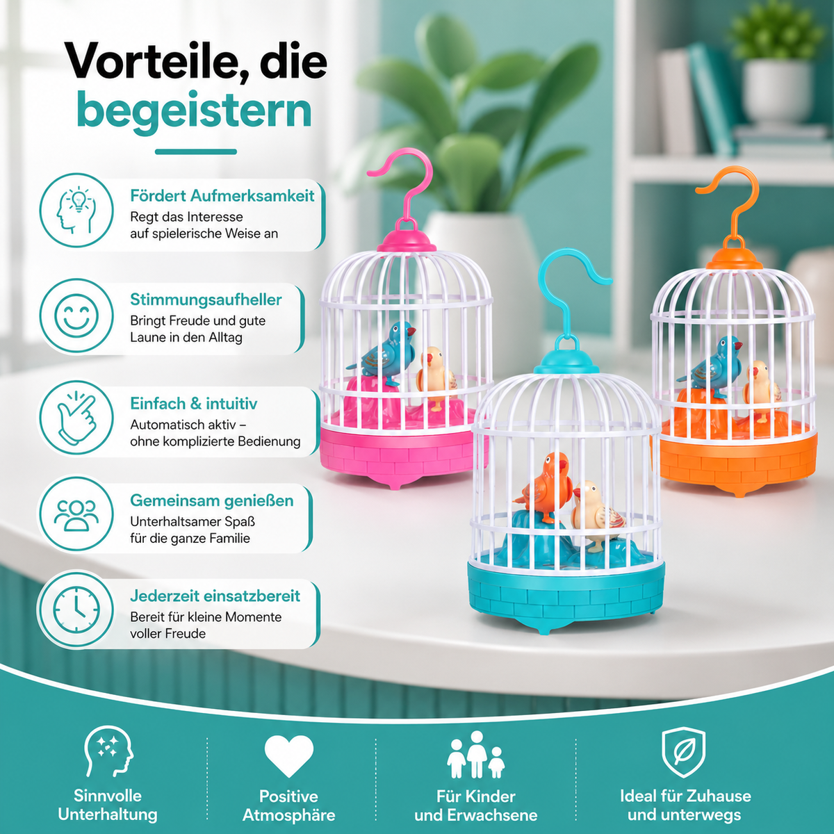Sprechendes Vogelspielzeug – Sprachaktivierter singender Vogelkäfig