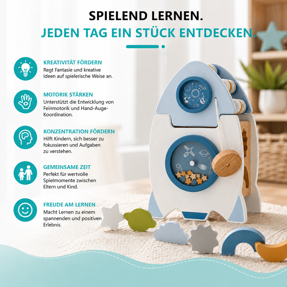 Montessori Holz-Rakete – Lernen, Staunen & Entdecken!